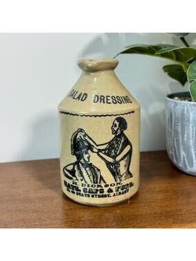 Vintage Stoneware England Salad Dressing H. Dickson Hats Caps & Furs 5.5"
